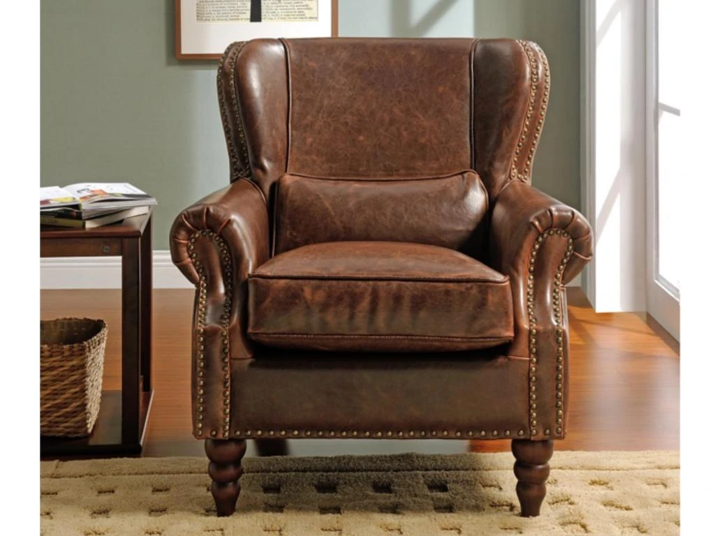 Fauteuil 100% Cuir EDOUARD - Marron 1 Fauteuil 100% Cuir EDOUARD - Marron