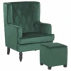 Fauteuil Bergère En Velours Vert Avec Repose-pieds Assorti SANDSET -Deco.fr Soldes Boutique fauteuil 16216331