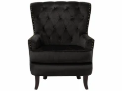 Fauteuil Style Chesterfield En Velours Noir VIBORG II -Deco.fr Soldes Boutique fauteuil 16216907