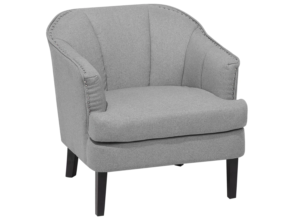 Fauteuil En Tissu Tapissé Gris ELVERUM 1 Fauteuil En Tissu Tapissé Gris ELVERUM