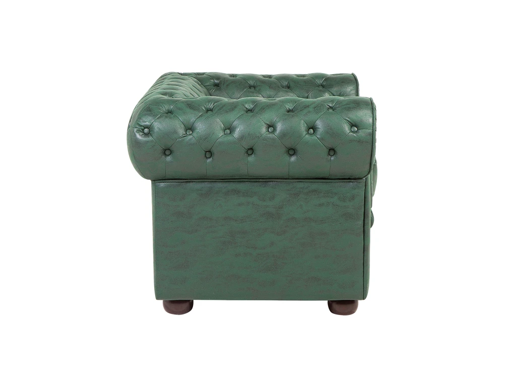 Fauteuil En Cuir PU Vert CHESTERFIELD 5 Fauteuil En Cuir PU Vert CHESTERFIELD – Image 5