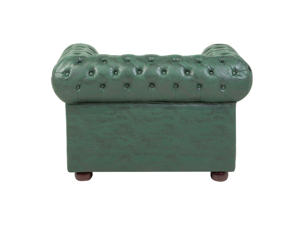 Fauteuil En Cuir PU Vert CHESTERFIELD 6 Fauteuil En Cuir PU Vert CHESTERFIELD – Image 6