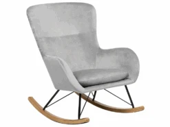 Chaise à Bascule En Velours Gris Clair ELLAN