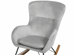 Chaise à Bascule En Velours Gris Clair ELLAN -Deco.fr Soldes Boutique fauteuil 16682005