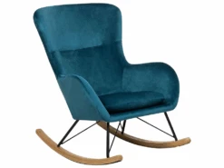 Chaise à Bascule En Velours Bleu Azur ELLAN