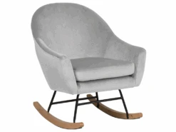 Fauteuil à Bascule En Velours Gris Clair OXIE