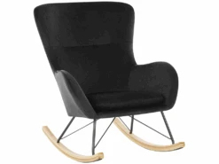 Chaise à Bascule En Velours Noir ELLAN