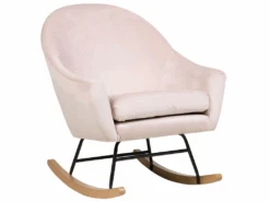 Fauteuil à Bascule En Velours Rose OXIE