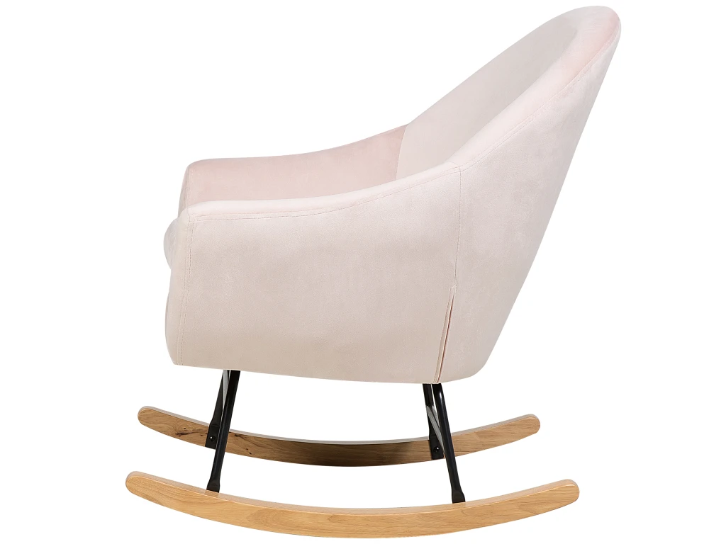 Fauteuil à Bascule En Velours Rose OXIE 5 Fauteuil à Bascule En Velours Rose OXIE – Image 5