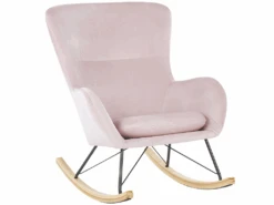 Chaise à Bascule En Velours Rose ELLAN