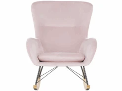 Chaise à Bascule En Velours Rose ELLAN -Deco.fr Soldes Boutique fauteuil 16683031
