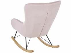 Chaise à Bascule En Velours Rose ELLAN -Deco.fr Soldes Boutique fauteuil 16683033