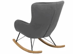 Chaise à Bascule En Velours Gris Foncé ELLAN -Deco.fr Soldes Boutique fauteuil 16683227