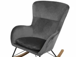 Chaise à Bascule En Velours Gris Foncé ELLAN -Deco.fr Soldes Boutique fauteuil 16683229
