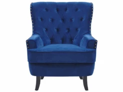 Fauteuil Style Chesterfield En Tissu Bleu Marine VIBORG II -Deco.fr Soldes Boutique fauteuil 16683925 1