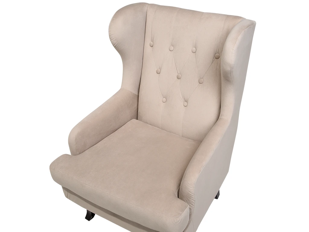 Fauteuil En Velours Beige ALTA 7 Fauteuil En Velours Beige ALTA – Image 7
