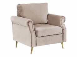 Fauteuil En Velours Taupe VIETAS