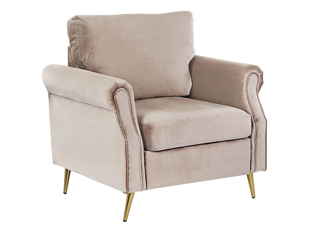 Fauteuil En Velours Taupe VIETAS 1 Fauteuil En Velours Taupe VIETAS