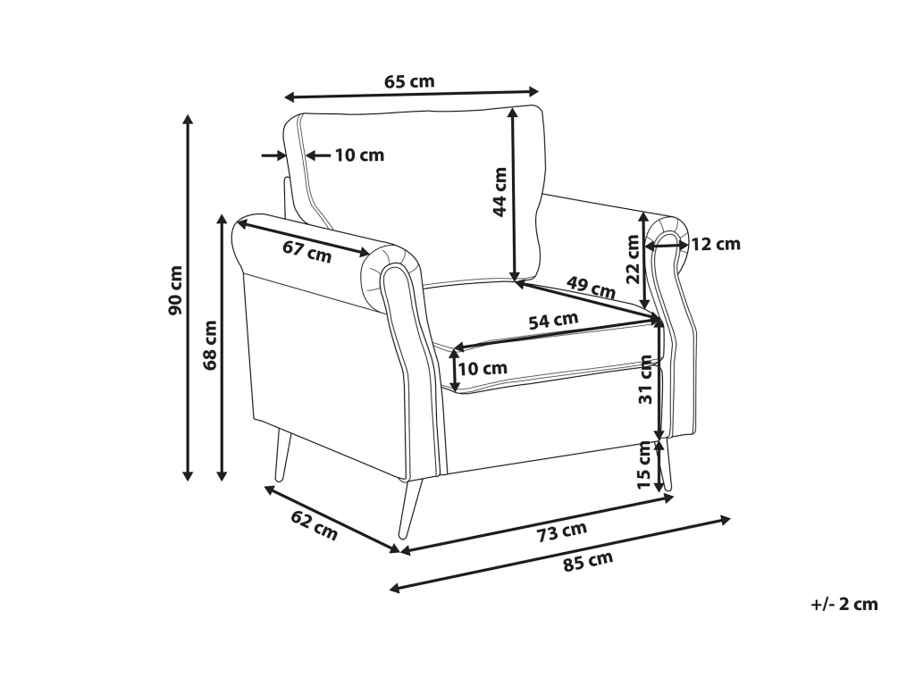 Fauteuil En Velours Taupe VIETAS 3 Fauteuil En Velours Taupe VIETAS – Image 3