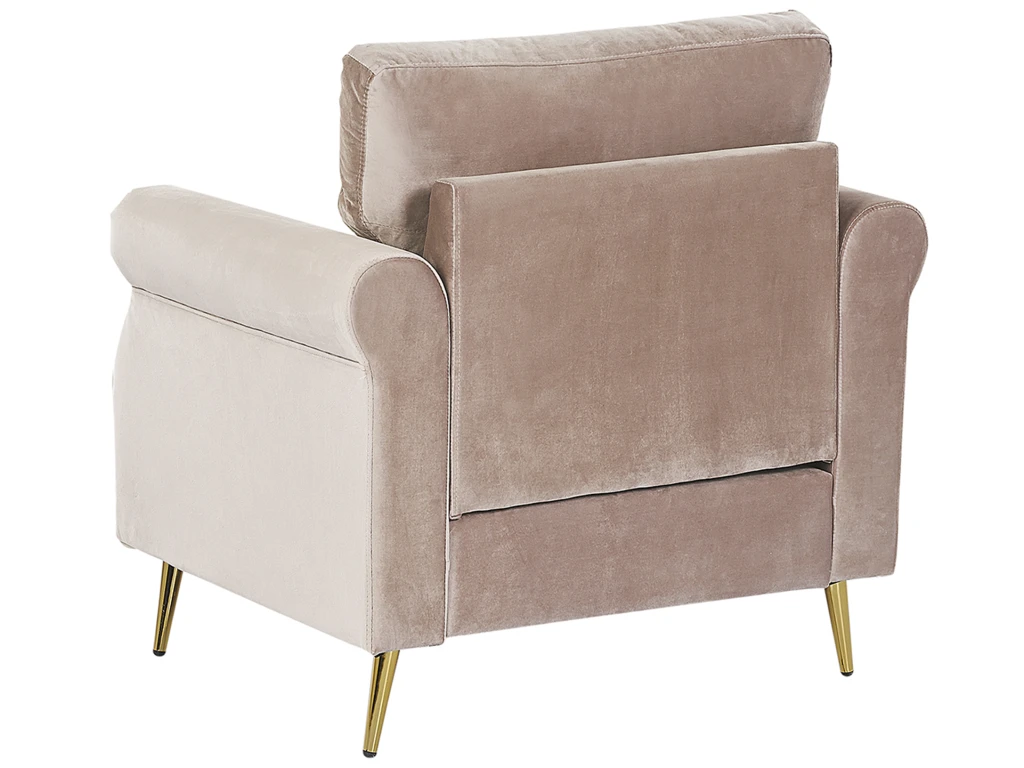 Fauteuil En Velours Taupe VIETAS 5 Fauteuil En Velours Taupe VIETAS – Image 5