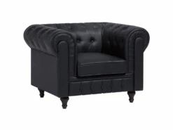 Fauteuil En Tissu Noir CHESTERFIELD Big