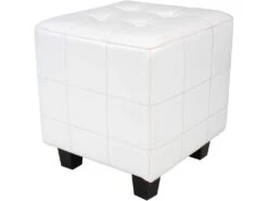 Fauteuil Chesterfield Avec Repose Pied En Synthétique Avec éléments Décoratifs Touffetés Chaise Cabriolet Tabouret Pouf Meuble De Salon Blanc 01_0000109 -Deco.fr Soldes Boutique fauteuil 17553697