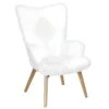 ROHAN - Fauteuil Imitation Laine Motif Patchwork Blanc -Deco.fr Soldes Boutique fauteuil 17589355
