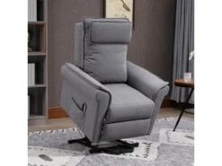 Fauteuil De Massage Releveur électrique - Fauteuil Inclinable Avec Repose-pied Ajustable Et Télécommande - Tissu Aspect Lin Gris