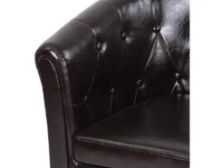 Fauteuil Chesterfield Avec Repose Pied En Synthétique Avec éléments Décoratifs Touffetés Chaise Cabriolet Tabouret Pouf Meuble De Salon Marron 01_0000106 -Deco.fr Soldes Boutique fauteuil 17615243