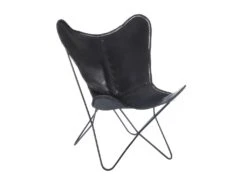 Chaise Lounge Cuir Noir Piétement épingle - HOHA