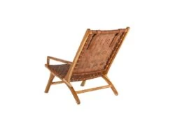 Fauteuil Teck/Cuir Tressé Cognac Avec Coussin - ESSAOUIRA -Deco.fr Soldes Boutique fauteuil 17628557