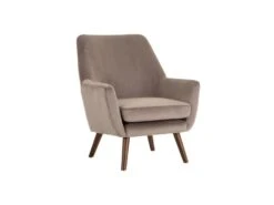 Fauteuil VeloursTaupe/Bois - SEKI