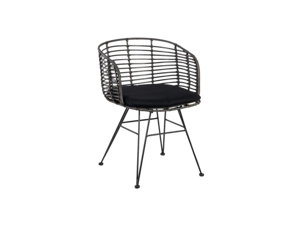 Fauteuil Rotin Gris/Métal - PAVY 1 Fauteuil Rotin Gris/Métal - PAVY