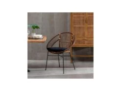 Fauteuil Arrondi Rotin Marron/Métal - MAÏNA 7 Fauteuil Arrondi Rotin Marron/Métal - MAÏNA -Deco.fr Soldes Boutique fauteuil 17636653