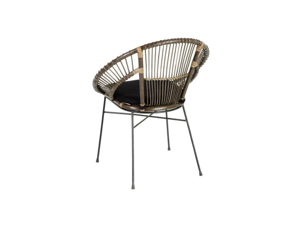 Fauteuil Arrondi Rotin Gris/Métal - MAÏNA 4 Fauteuil Arrondi Rotin Gris/Métal - MAÏNA – Image 4