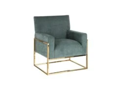 Fauteuil Métal Doré/Tissu Vert D'eau - NOFOA