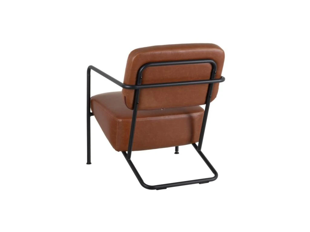 Fauteuil Vintage Métal/Simili Cuir Camel - NANEL 4 Fauteuil Vintage Métal/Simili Cuir Camel - NANEL – Image 4