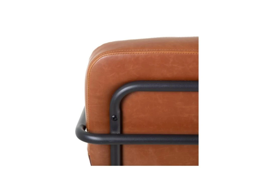 Fauteuil Vintage Métal/Simili Cuir Camel - NANEL 5 Fauteuil Vintage Métal/Simili Cuir Camel - NANEL – Image 5