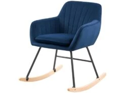 Rocking-chair Isola En Velours Bleu