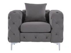 Fauteuil Chesterfield En Velours Anthracite EDWINA 7 Fauteuil Chesterfield En Velours Anthracite EDWINA -Deco.fr Soldes Boutique fauteuil 18365279