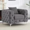 Fauteuil Chesterfield En Velours Anthracite EDWINA 12 Fauteuil Chesterfield En Velours Anthracite EDWINA -Deco.fr Soldes Boutique fauteuil 18365283