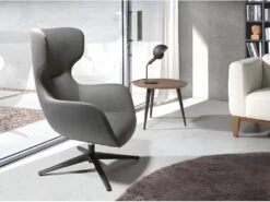 Fauteuil Pivotant En Croûte De Cuir Gris 5101 ANGEL CERDA -Deco.fr Soldes Boutique fauteuil 18429101