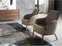 Fauteuil En Croûte De Cuir Et Pieds En Bois 5043 ANGEL CERDA -Deco.fr Soldes Boutique fauteuil 18430137