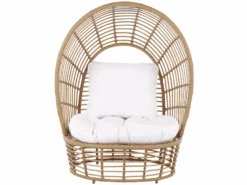 Fauteuil Cocon En Rotin Clair Et Coussin Beige LIDO 14 Fauteuil Cocon En Rotin Clair Et Coussin Beige LIDO -Deco.fr Soldes Boutique fauteuil 18447615