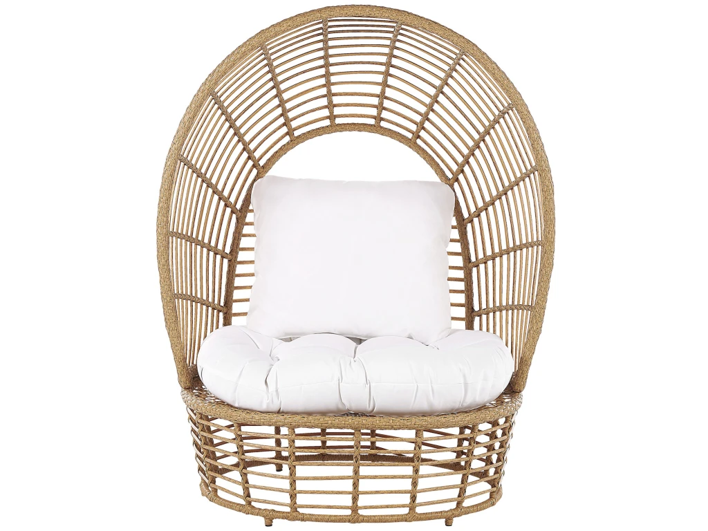 Fauteuil Cocon En Rotin Clair Et Coussin Beige LIDO 5 Fauteuil Cocon En Rotin Clair Et Coussin Beige LIDO – Image 5