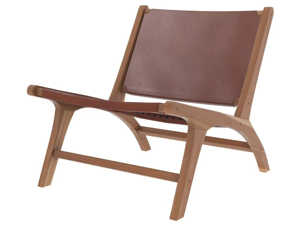 Fauteuil Kuna En Teck Et Cuir Lisse Marron 1 Fauteuil Kuna En Teck Et Cuir Lisse Marron