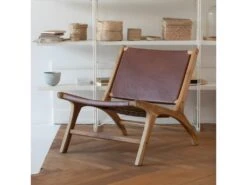 Fauteuil Kuna En Teck Et Cuir Lisse Marron 8 Fauteuil Kuna En Teck Et Cuir Lisse Marron -Deco.fr Soldes Boutique fauteuil 18752349