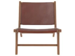 Fauteuil Kuna En Teck Et Cuir Lisse Marron 12 Fauteuil Kuna En Teck Et Cuir Lisse Marron -Deco.fr Soldes Boutique fauteuil 18752357