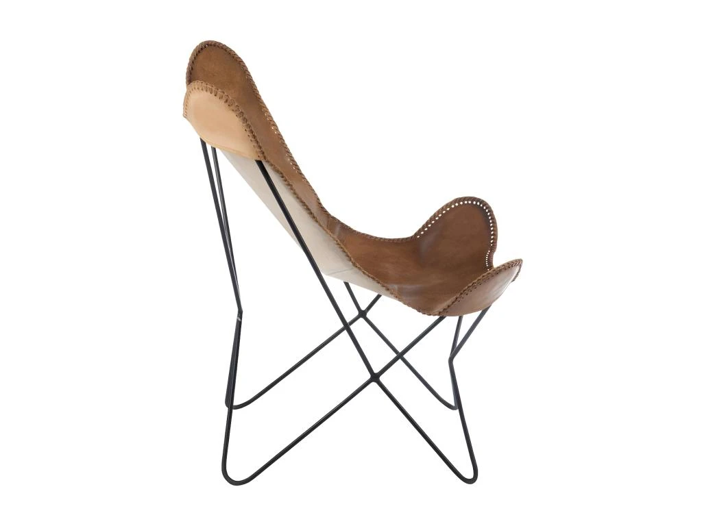 Chaise Lounge Cuir/Métal Cognac Patiné - HOHA 2 Chaise Lounge Cuir/Métal Cognac Patiné - HOHA – Image 2