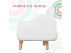 Fauteuil Enfant Design Scandinave Nuage - Piètement PP Aspect Bois Clair Tissu Polaire Blanc -Deco.fr Soldes Boutique fauteuil 18852459
